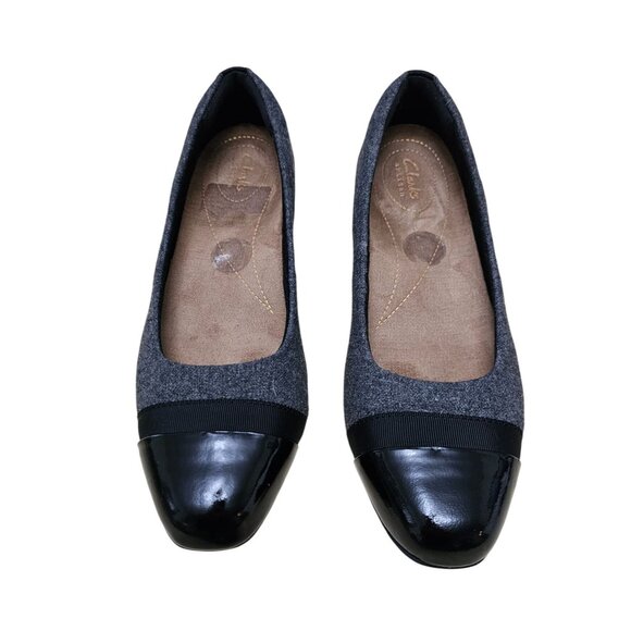 Clarks Juliet Monte Black Gray & Black Patent Leather Casual Pumps 8.5 - Picture 4 of 11